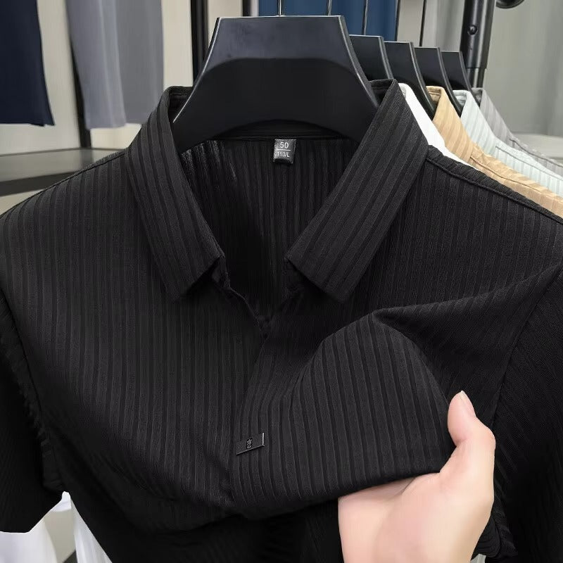 Camisas De Hombre Spring Shrimp New Elastic Collar T-shirt for Men's Clothing High Quality Plain Casual Men's T-shirt Slim Fit