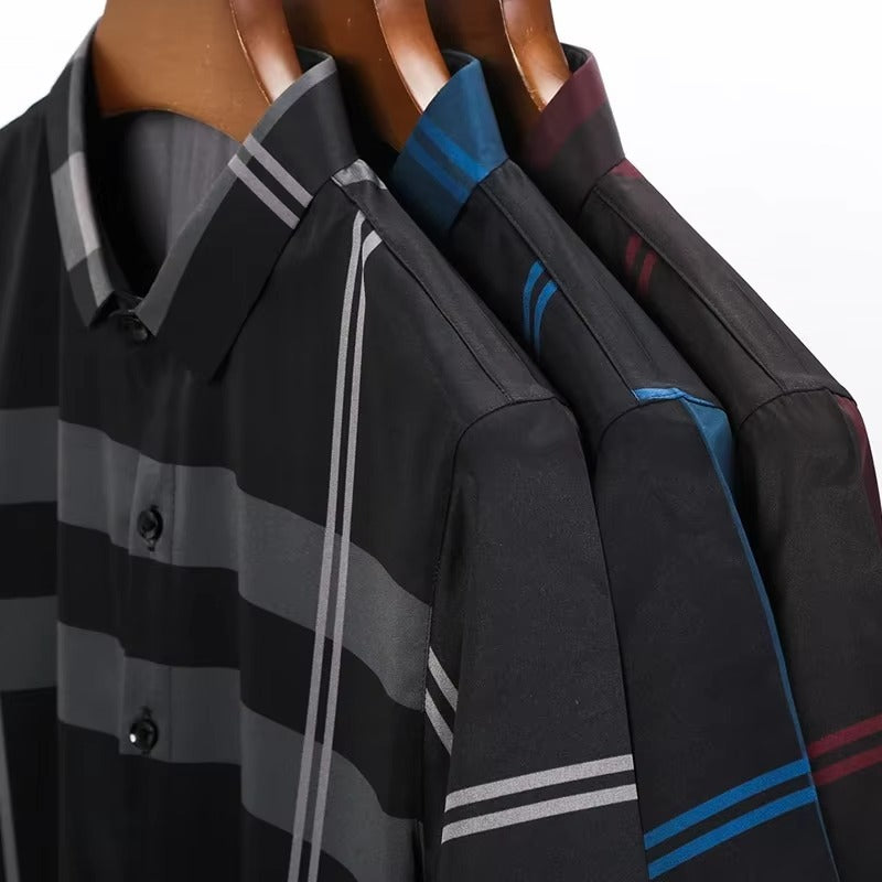 New Men's Business Casual Short Sleeved Printed Shirt with Wrinkle Resistance No Ironing Comfortable All Season Versatile Top