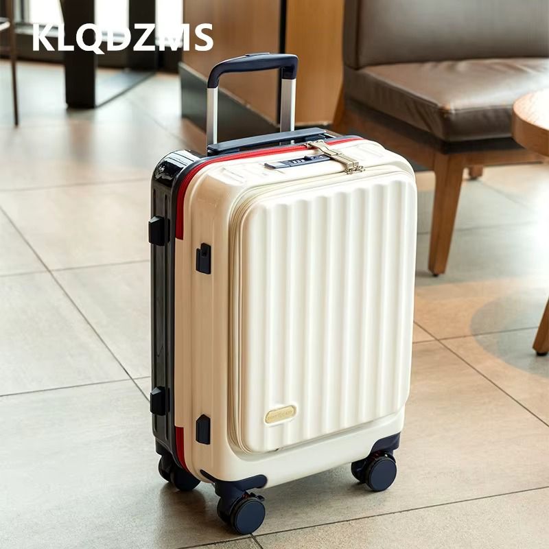KLQDZMS 20"USB Charging Luggage Front Opening Boarding Case Men's 24 Inch Laptop Trolley Case Women's Handheld Travel Suitcase