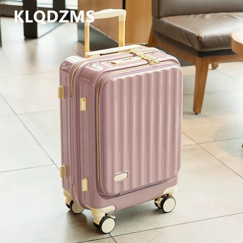 KLQDZMS 20"USB Charging Luggage Front Opening Boarding Case Men's 24 Inch Laptop Trolley Case Women's Handheld Travel Suitcase