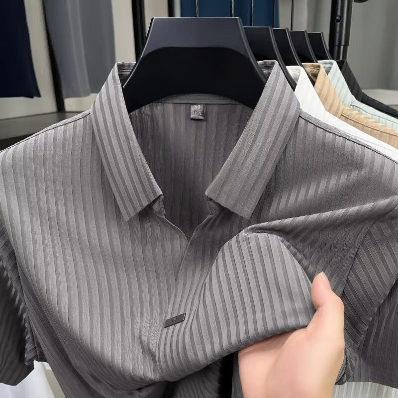Camisas De Hombre Spring Shrimp New Elastic Collar T-shirt for Men's Clothing High Quality Plain Casual Men's T-shirt Slim Fit