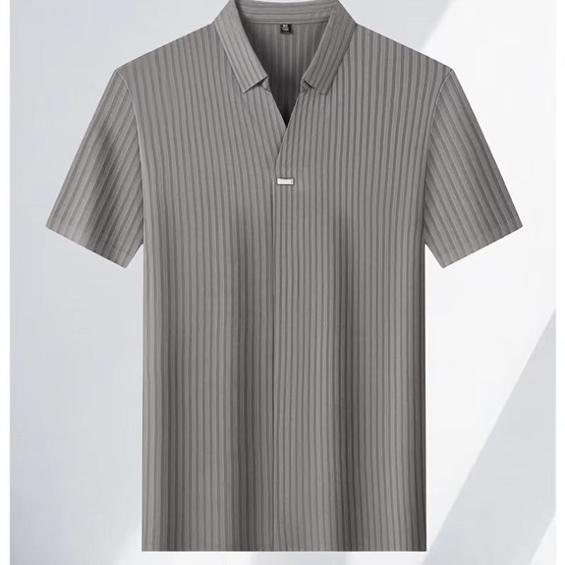 Camisas De Hombre Spring Shrimp New Elastic Collar T-shirt for Men's Clothing High Quality Plain Casual Men's T-shirt Slim Fit