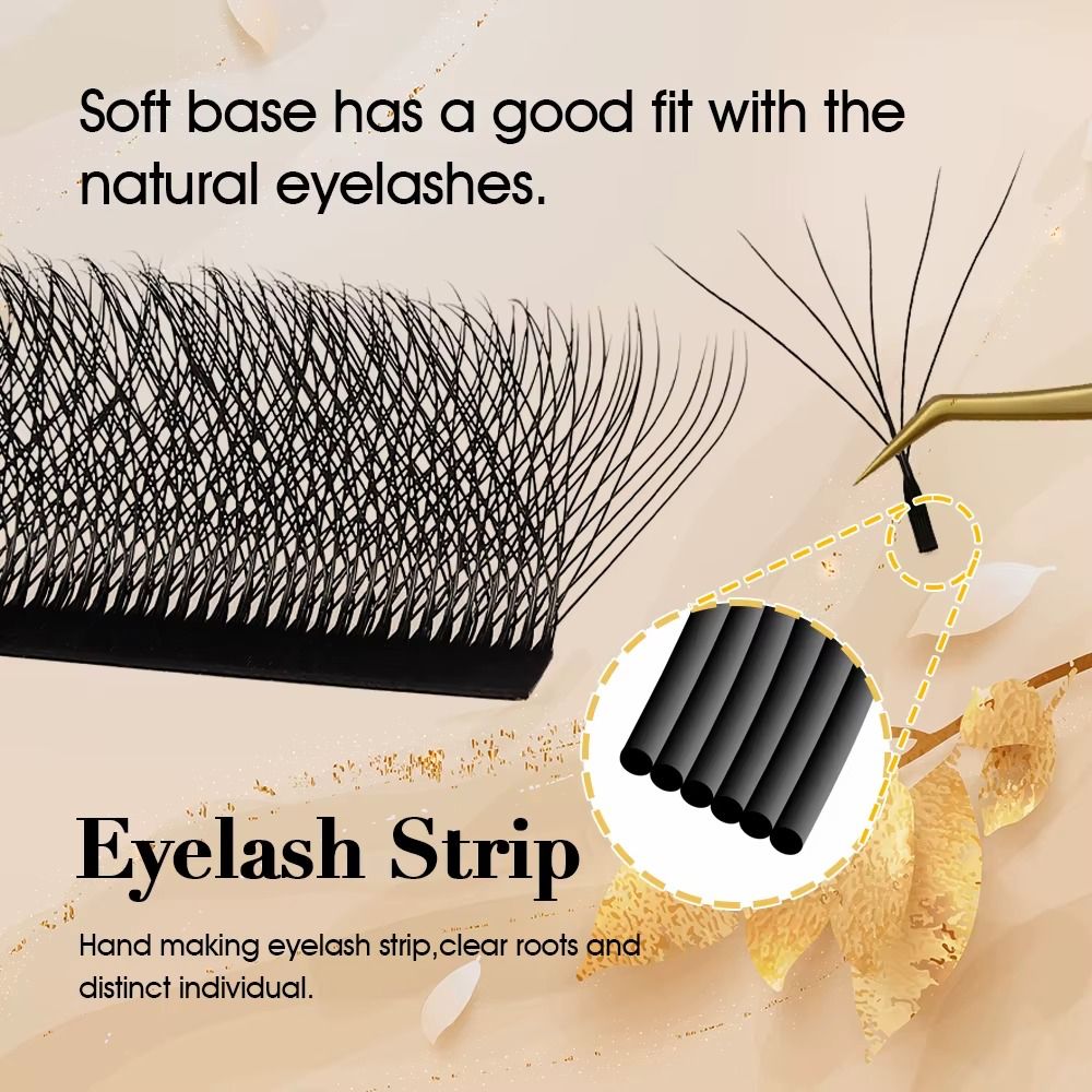 MASSCAKU WW Shape lashes Single/Double Tips Matte Black Ombre Colorful Eyelashes Natural Makeup Mesh Net Cross Autofan Eyelash