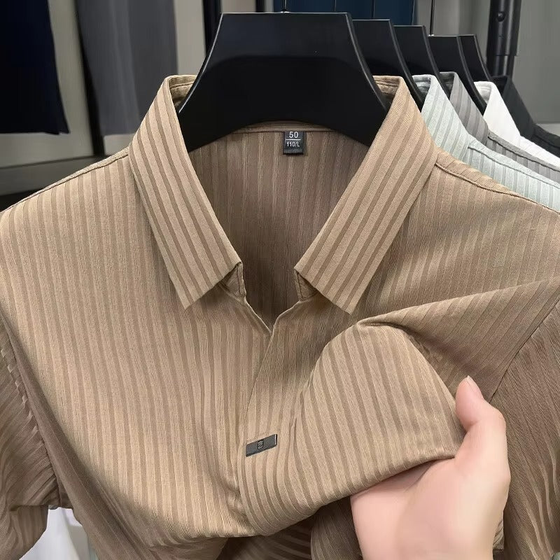 Camisas De Hombre Spring Shrimp New Elastic Collar T-shirt for Men's Clothing High Quality Plain Casual Men's T-shirt Slim Fit