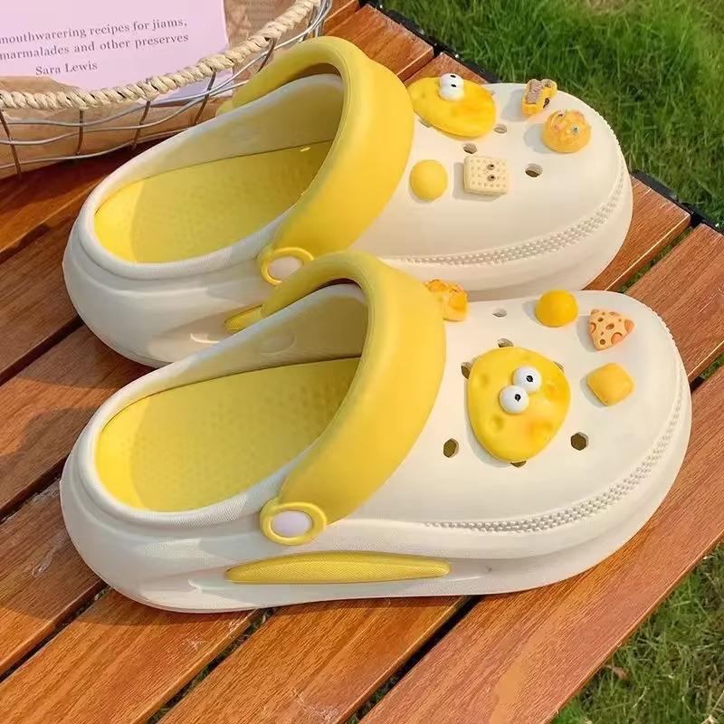 PVC Bottom Ladies Slippers EVA Insoles Pa Cha Dog Outdoor Wear DIY Match Student Slippers Unisex Slip-On Shoes
