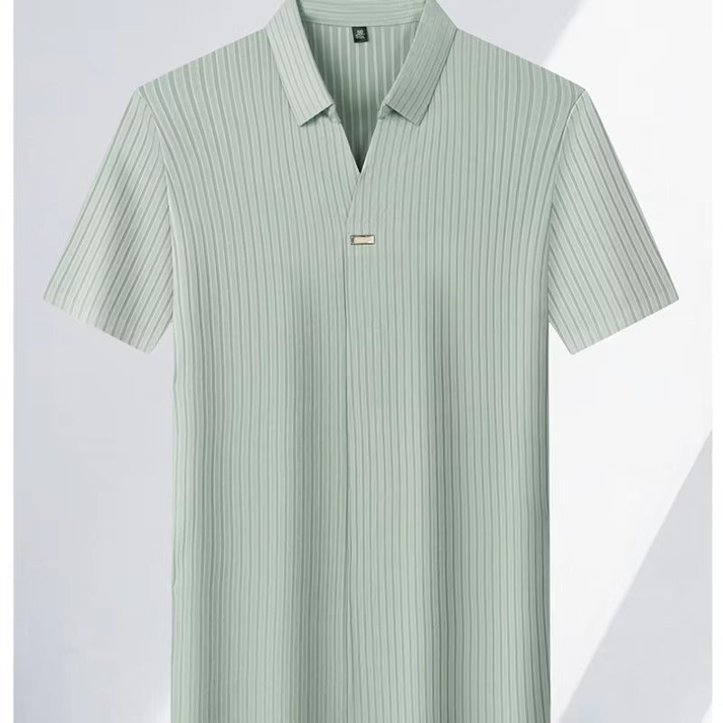 Camisas De Hombre Spring Shrimp New Elastic Collar T-shirt for Men's Clothing High Quality Plain Casual Men's T-shirt Slim Fit