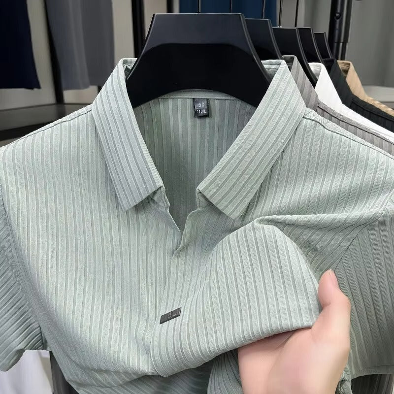 Camisas De Hombre Spring Shrimp New Elastic Collar T-shirt for Men's Clothing High Quality Plain Casual Men's T-shirt Slim Fit