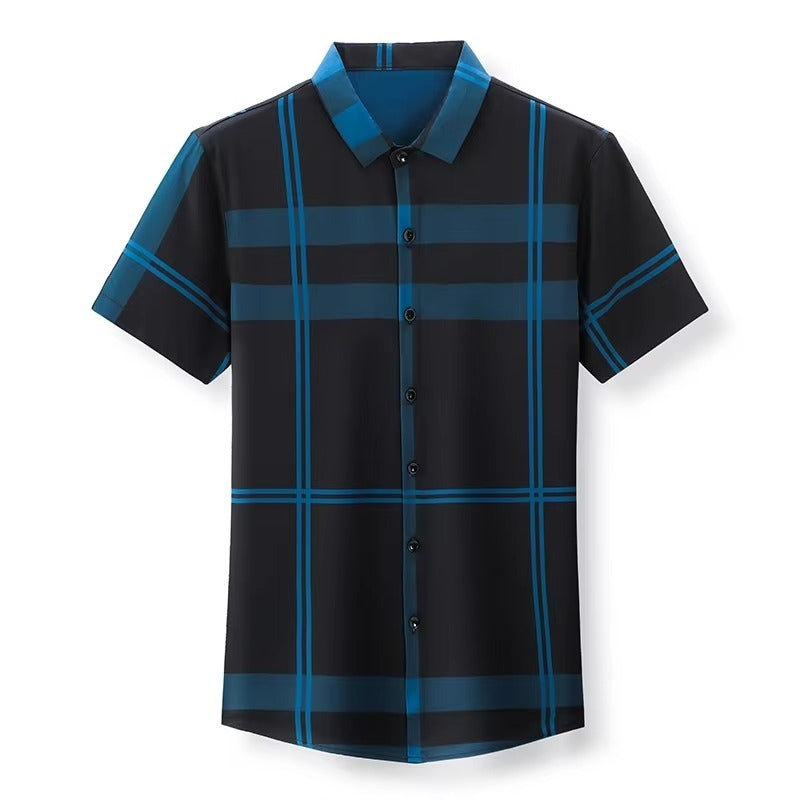 New Men's Business Casual Short Sleeved Printed Shirt with Wrinkle Resistance No Ironing Comfortable All Season Versatile Top