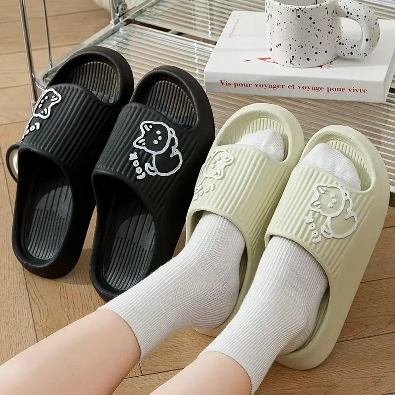 2024 Summer Women Slippers Bath Thick Platform Non-Slip Home Cat Cartoon Flip Flops Beach Sandals Ladies Slides Indoor Outdoor