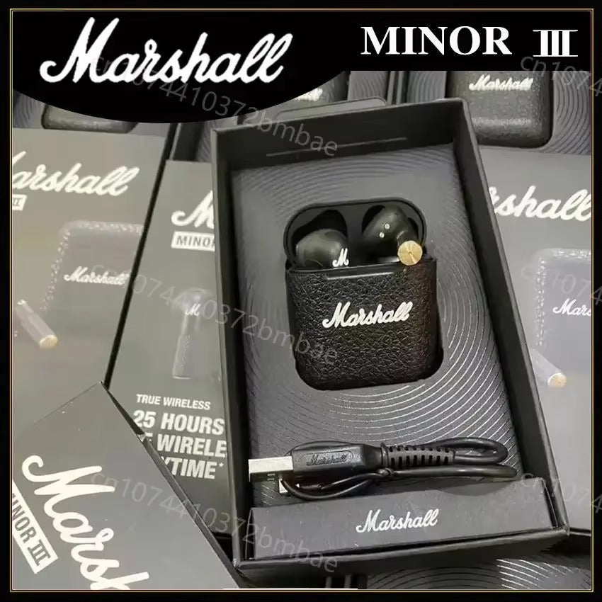 Marshall MINOR III Portable Wireless Headphones HIFI Sound Bluetooth Earphone with Charging Case Sport Semi-In-Ear Headphone