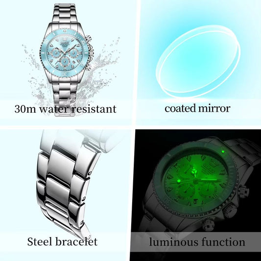 OLEVS 5632 Womens Watch Elegant Luxury Quartz Watch Zircon Scale Waterproof Luminous Automatic Date Ladies Watch Gifts Original