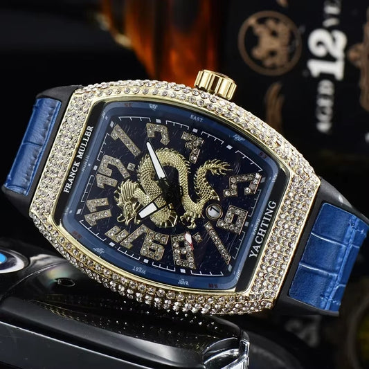 Fashion FRANCK MULLER Brand Geneva Watches For Mens High Quality Multifunction Full Diamond WristWatch Business AAA Clocks