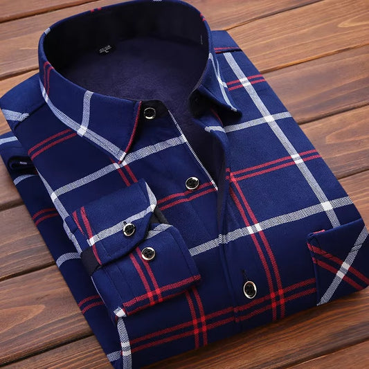 Men's Fashion New Autumn Winter Casual Long Sleeve Plaid Shirt Thick Warm Men's Casual High Quality Soft Large Size Top Shirt