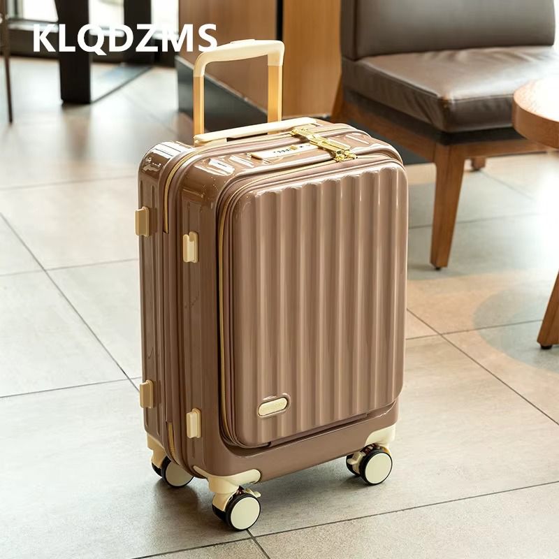 KLQDZMS 20"USB Charging Luggage Front Opening Boarding Case Men's 24 Inch Laptop Trolley Case Women's Handheld Travel Suitcase
