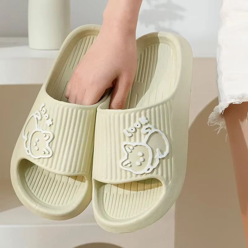 2024 Summer Women Slippers Bath Thick Platform Non-Slip Home Cat Cartoon Flip Flops Beach Sandals Ladies Slides Indoor Outdoor