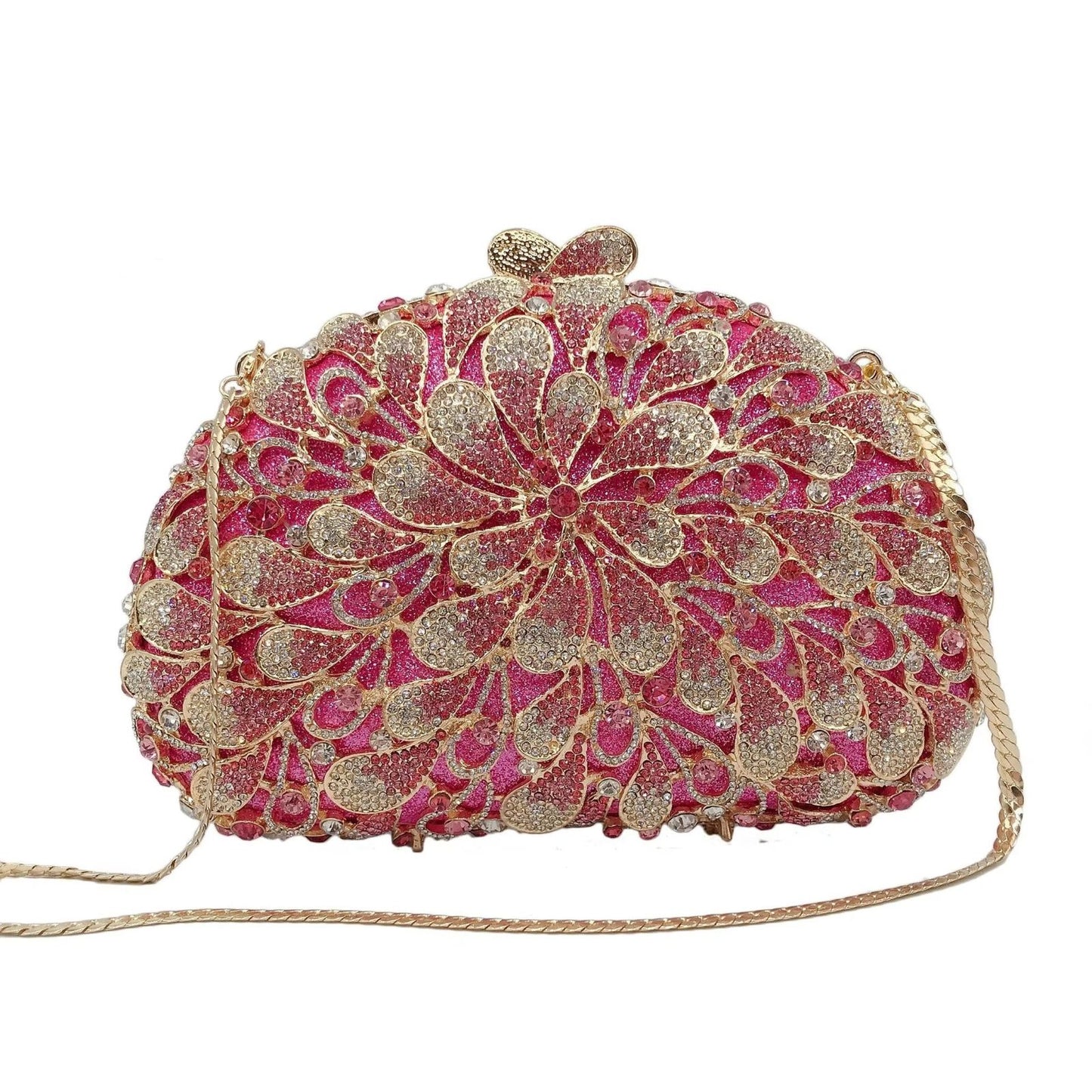 XIYUAN lady green silver crystal Dinner wedding party clutch Bag leaf clutch party purse metal & Crystal &hollow out stone bag