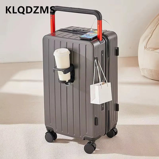KLQDZMS Luggage Travel Bag Front Opening Boarding Case Multifunctional Trolley Case USB Charging 20"24"26"28 Inch Cabin Suitcase