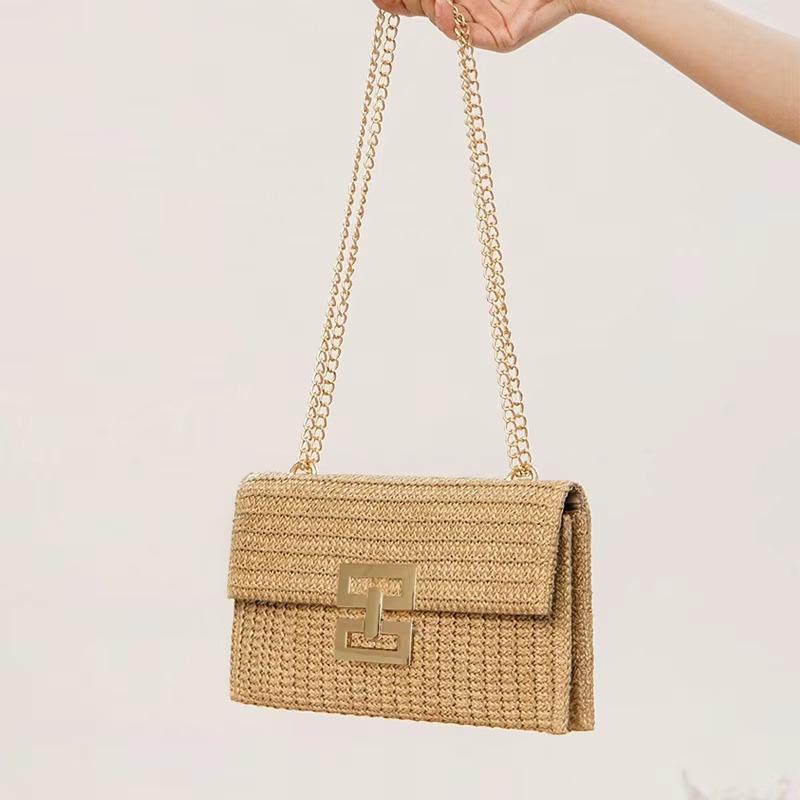 Straw Woven Clutch Handbags for Women Raffia Crochet Beach Rattan Causal Lady Party Wedding Evening Bag New Summer Purse Wallet