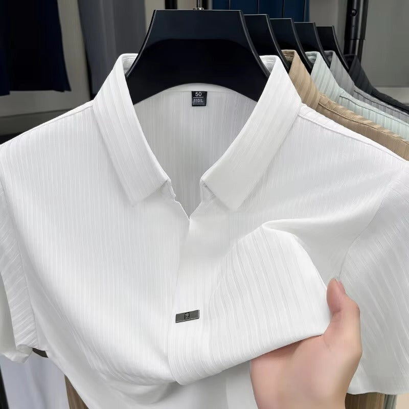 Camisas De Hombre Spring Shrimp New Elastic Collar T-shirt for Men's Clothing High Quality Plain Casual Men's T-shirt Slim Fit