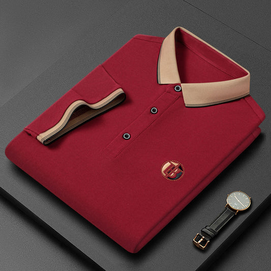 Men's high quality summer new lapel men's short sleeve polo shirt fringe solid color business casual men's polo shirt M-4XL 8601