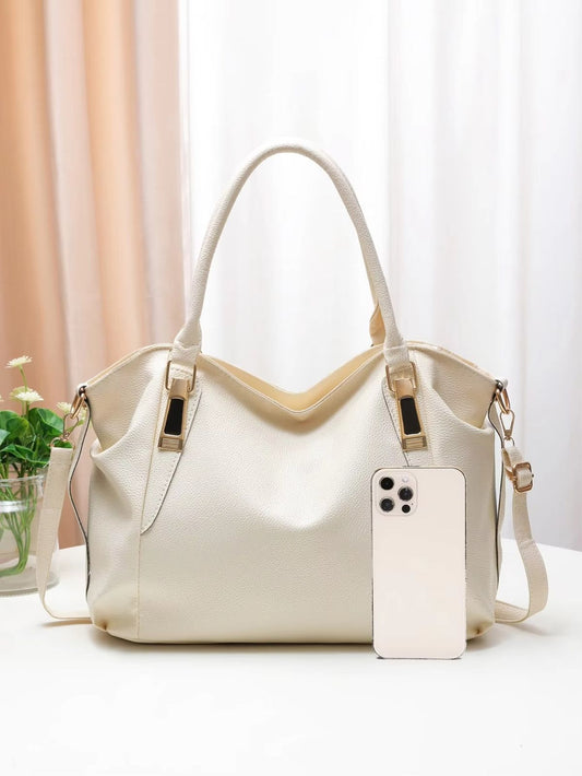 Casual and fashionable women's shoulder bag solid color soft large capacity handbag crossbody bag