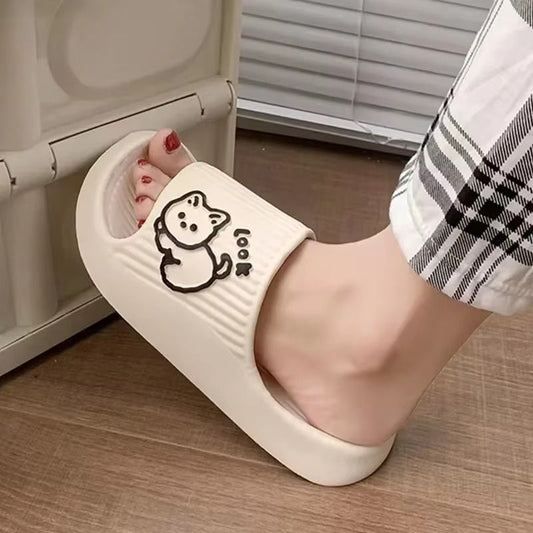 2024 Summer Women Slippers Bath Thick Platform Non-Slip Home Cat Cartoon Flip Flops Beach Sandals Ladies Slides Indoor Outdoor