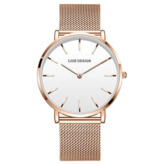 LIGE Original Quartz Watch for Women Fashion Elegant Ladies Watches Stainless Steel Waterproof Women's Wristwatch Reloj Mujer