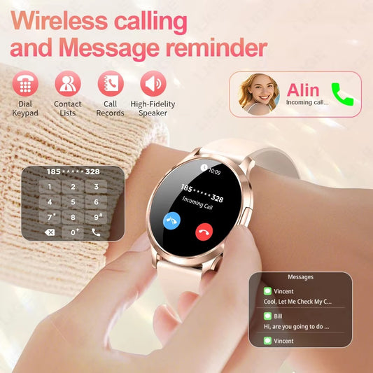 LIGE 2025 New Smart Watch For Women AMOLED Screen Watches IP68 Waterproof Heart Rate Monitor Ladies Smartwatch For Android ios