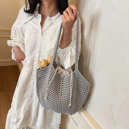 2025 Latest Summer Beach Straw Woven Tote Bag For Women 2-IN-1 Hollow-out Lightweight Large Capacity Shopper Shoulder Bag Female