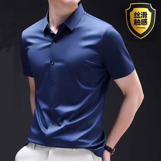 6X Men's shirt short sleeve summer new style ice silk, ice feeling,High quality Large size no iron, business and leisure