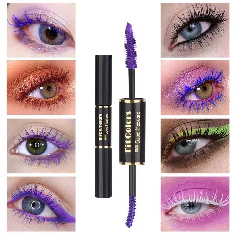 Double Head Colorful Mascara Waterproof Eyelashes Extension Thick Curling Quick Dry Long-lasting Blue Purple White Mascara