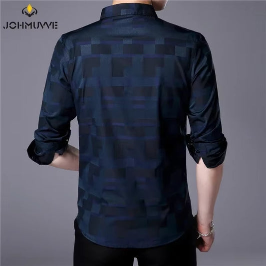 Men's Casual Business Long Sleeve Shirt Formal Office Men Tshirt