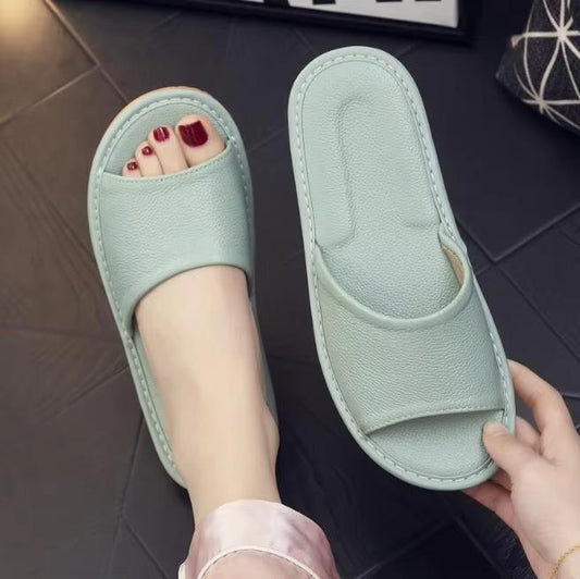 Genuine Leather Slippers Homes in indoor slipper summer open toe sandals men women elderly casual Slides shoes