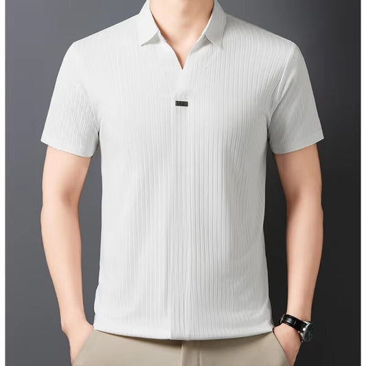 Camisas De Hombre Spring Shrimp New Elastic Collar T-shirt for Men's Clothing High Quality Plain Casual Men's T-shirt Slim Fit