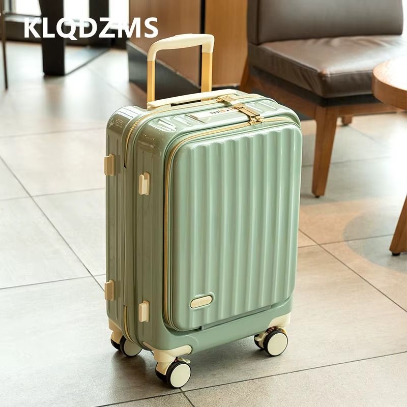 KLQDZMS 20"USB Charging Luggage Front Opening Boarding Case Men's 24 Inch Laptop Trolley Case Women's Handheld Travel Suitcase