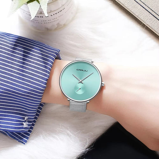 CRRJU Women's Watches 2021 Luxury Ladies Watch Fashion Minimalist Waterproof Slim Band Watches for Women Gift Reloj Mujer