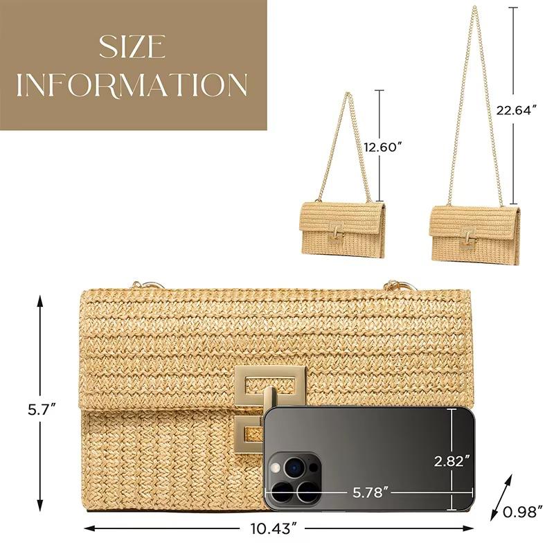 Straw Woven Clutch Handbags for Women Raffia Crochet Beach Rattan Causal Lady Party Wedding Evening Bag New Summer Purse Wallet