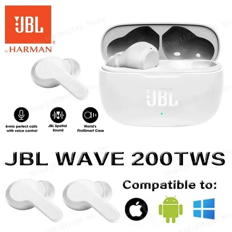 JBL WAVE 200TWS Wireless Earbuds True Headset JBL W200 tws Bluetooth 5.0 Earphones Sports Headphones With Mic HK version